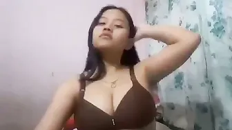 Nepali Babe Playing With Her Big Boobs At Home Caught Viral