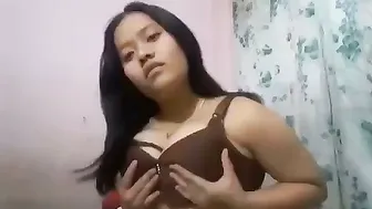 Nepali Babe Playing With Her Big Boobs At Home Caught Viral