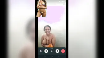 Curvy Babe Stripping During Video Call Showing Her Huge Tits