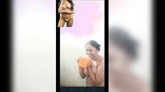 Curvy Babe Stripping During Video Call Showing Her Huge Tits