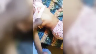 Sneaky Handjob While Groping Her Soft Breasts Under Blankets