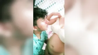 GF Letting Him Suck Her Big Natural Tits In Bedroom