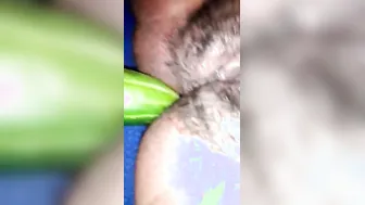 Horny Bhabhi Stuffing Cucumber Deep Inside Her Wet Pussy Hole