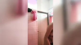 Hairy Pussy Girl Stripping Naked During Her Steamy Bath Time