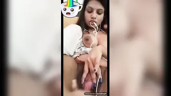 Horny GF Fingering Pussy And Using Bottle To Cum Hard
