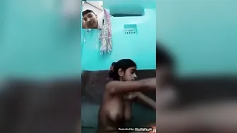 Naked Village Babe Bathing And Touching Herself On Video Call