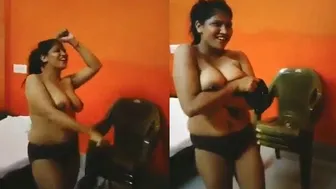 Busty Slut Shaking Her Big Tits Topless Dancing On Webcam
