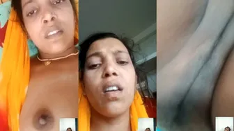 Nervous Wife Exposing Her Tits And Pussy On Video Call