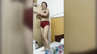 Chubby GF Dancing Topless Teasing Me On The Bed