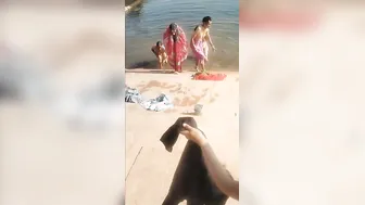 Desi Bhabhi Bathing Topless In The Village Pond All Alone Today