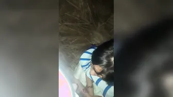Village GF Sucking Her Older Lover's Thick Cock At Home