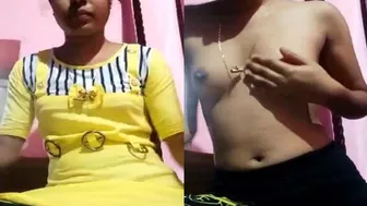 Shy GF Flashing Her Perky Tits During Video Chat