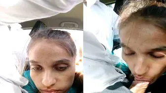 Naughty GF Sucking Cock Inside Moving Car On Highway Ride