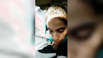 Naughty GF Sucking Cock Inside Moving Car On Highway Ride