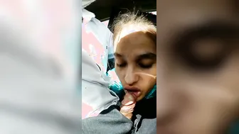 Naughty GF Sucking Cock Inside Moving Car On Highway Ride