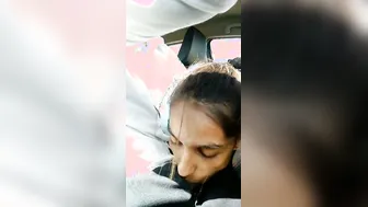 Naughty GF Sucking Cock Inside Moving Car On Highway Ride