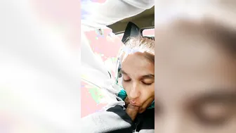 Naughty GF Sucking Cock Inside Moving Car On Highway Ride