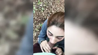 Desi Babe Giving Sloppy Blowjob Outdoors Hidden From Family