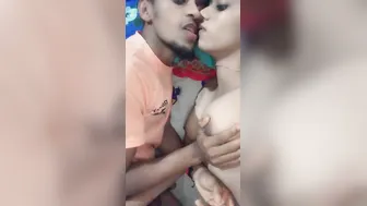 Young Indian Couple Making Love On Selfie Camera At Home