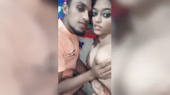 Young Indian Couple Making Love On Selfie Camera At Home