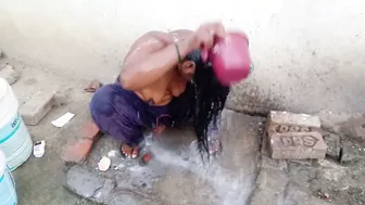 Village Bhabhi Bathing Topless Caught On Hidden Camera