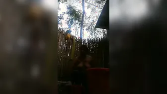 Bathing Outdoors My Village Gf Cleaning Her Wet Pussy For Me