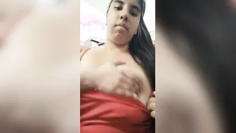Curvy Desi Girl Stripping And Squeezing Her Huge Melons