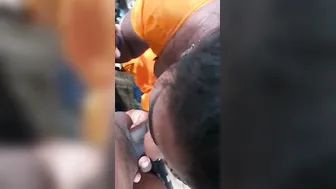 Village Slut Giving Sloppy Blowjob Outside In The Fields