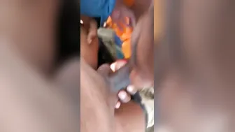 Village Slut Giving Sloppy Blowjob Outside In The Fields