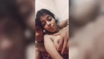 Playing With My GF's Soft Boobs On Video Call