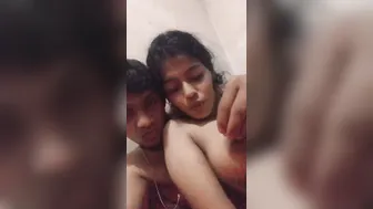 Playing With My GF's Soft Boobs On Video Call