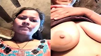 Village GF Flashing Her Big Natural Boobs For Me