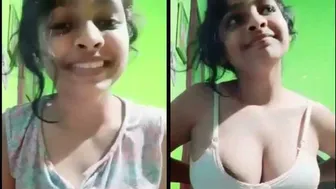 Cute Desi Girl Showing Off Her Big Natural Tits On Camera