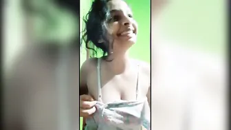 Cute Desi Girl Showing Off Her Big Natural Tits On Camera
