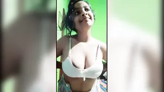Cute Desi Girl Showing Off Her Big Natural Tits On Camera
