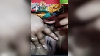Horny Village Wife Fingering Her Hairy Pussy On Video Call