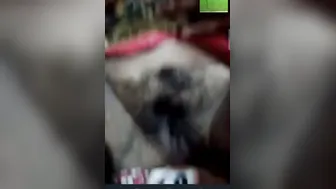 Horny Village Wife Fingering Her Hairy Pussy On Video Call
