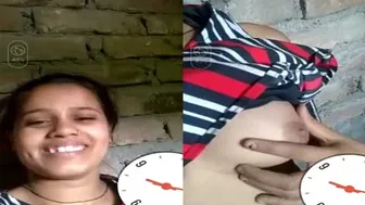 Village GF Exposing Her Perky Tits On Video Call Tonight