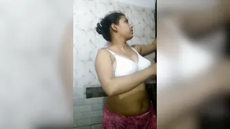 Married Babe Stripping Naked In Bathroom Showing Everything Wet