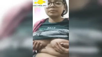 Cute Desi GF Showing Off Her Perfect Tits In Glasses
