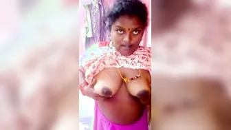 Married Village Wife Showing Off Her Big Natural Boobs On Cam