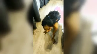 Submissive Girl On Knees Sucking Master Cock Deep And Messy