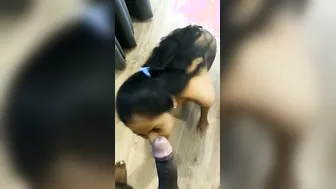 Submissive Girl On Knees Sucking Master Cock Deep And Messy