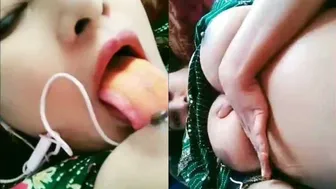 Beautiful Bangladeshi Girl Licking Her Own Nipples For Camera