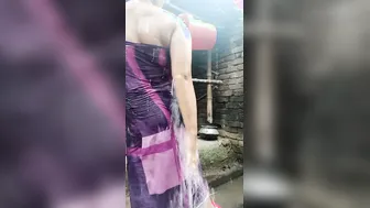 Naughty Village Girl Bathing Completely Naked Outdoors On Camera