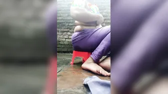 Naughty Village Girl Bathing Completely Naked Outdoors On Camera