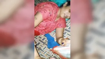 Desi Housewife Stroking His Cock Lying Down On The Cot