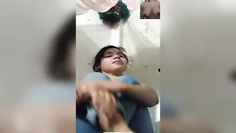 Shy GF Nervously Flashing Her Perky Boobs On Video Call