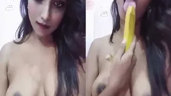 Naughty Desi Wife Teasing Her Wet Pussy With A Ripe Banana