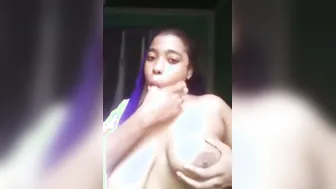Naughty Bhabhi Sucking And Licking Her Own Nipples Solo